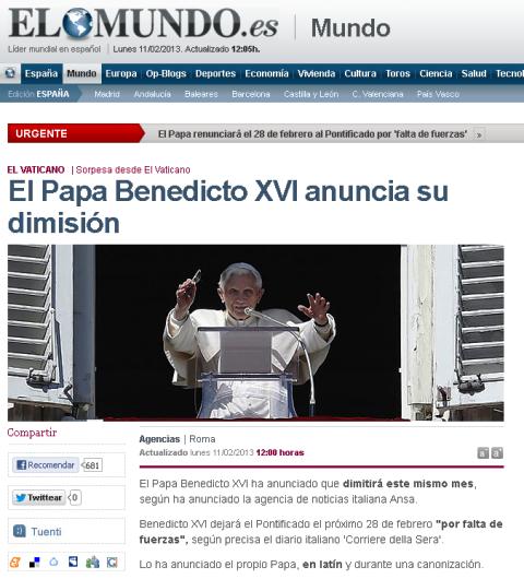 Renuncia el Papa Benedicto XVI: dice que ya no tiene fuerzas Papa-renuncia