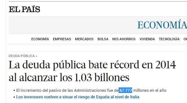 1,03 billones deuda española record. 67777 aapp