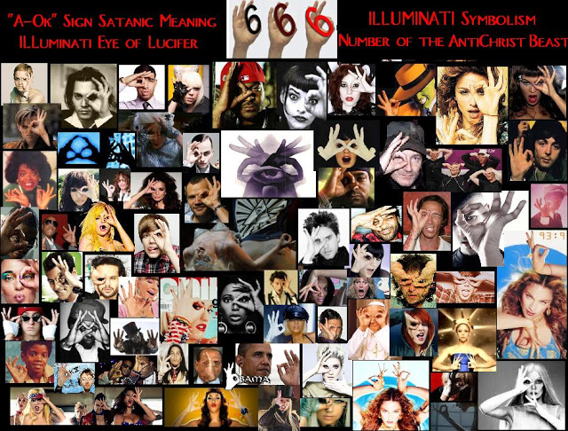 Illuminati 666 A-ok Sign all seeing eye symbol, Satanic Number of the Antichrist Beast
